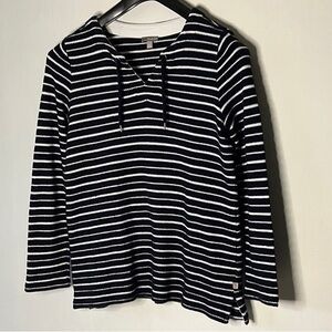 Talbots Navy/White Striped Ladies Sweater Long Sleeve Size Small Petite